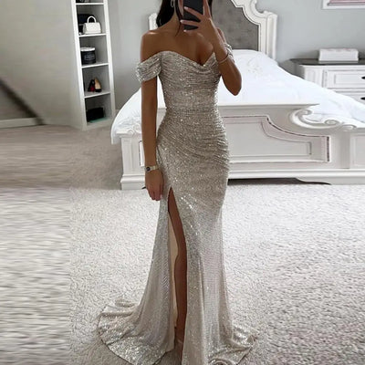 Chic V-Neck Evening Dress for Special Occasions