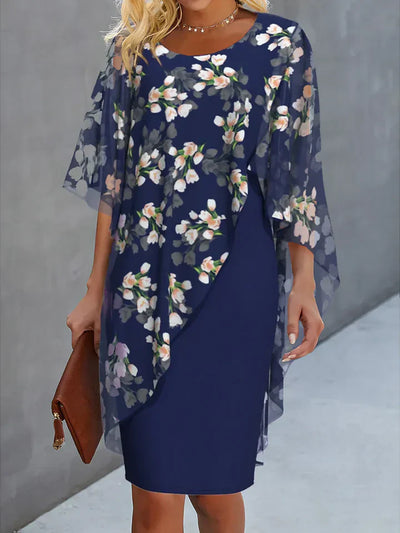 Chic Floral Chiffon Dress for Women