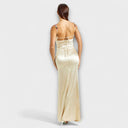 Embellished Satin Dress with Back Lacing for Parties