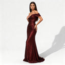 Sequined Off-Shoulder Evening Dress for Women