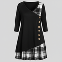 Chic Long-Sleeved Checked Dress for Women