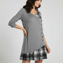 Chic Long-Sleeved Checked Dress for Women