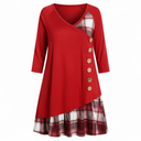 Chic Long-Sleeved Checked Dress for Women