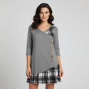 Chic Long-Sleeved Checked Dress for Women