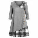 Chic Long-Sleeved Checked Dress for Women