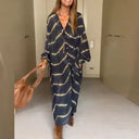Chic Boho Maxi Dress with Striped Design