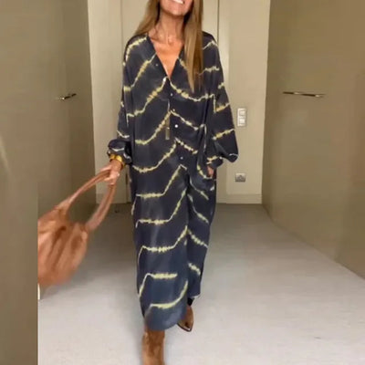 Chic Boho Maxi Dress with Striped Design