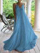Chloë Women's Boho Maxi Dress - Sleeveless V-Neck Elegance
