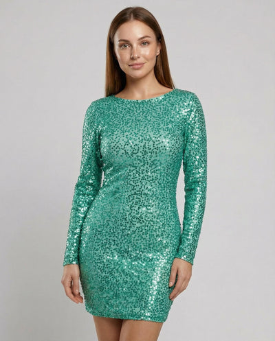 Glittering Backless Winter Dress | Chic Evening Style