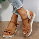Summer Espadrille Sandals with Buckle and Knot Design