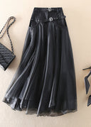 Chic High Waist Mesh Maxi Skirt