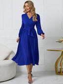 Chic Pleated Dress with Belt