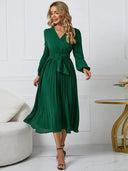 Chic Pleated Dress with Belt