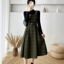 Chic Vintage Checkered Dress for Women