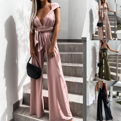 Chic Sleeveless Jumpsuit with V-Neck & Wide Leg