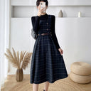 Chic Vintage Checkered Dress for Women