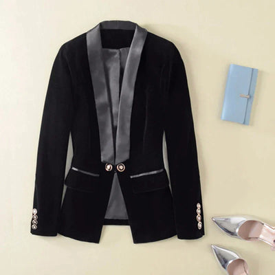 Chic Velvet Blazer with Satin Accents