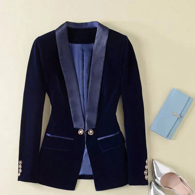 Chic Satin Velvet Blazer for Sophisticated Style