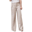 Chic High-Waisted Trousers with Decorative Buttons