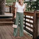 Chic High-Waisted Trousers with Decorative Buttons