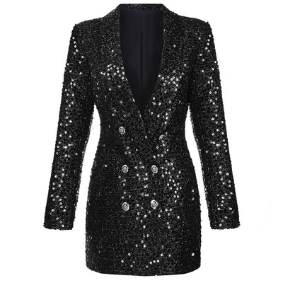 Glitter-Accented Blazer Dress for Glamorous Style