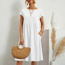 Cotton Round Neck Dress for Women