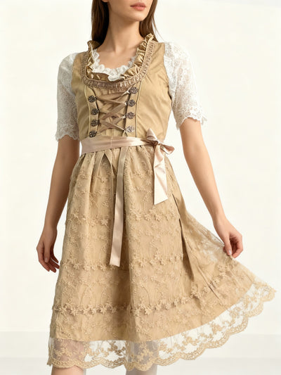 Classic Women's Dress Set with Apron & Blouse