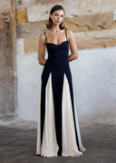 Color Block Spaghetti Strap Maxi Dress