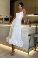 Chic Corset Midi Dress with Fringed Accents
