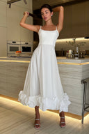 Chic Corset Midi Dress with Fringed Accents
