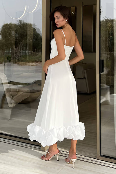 Chic Corset Midi Dress with Fringed Accents