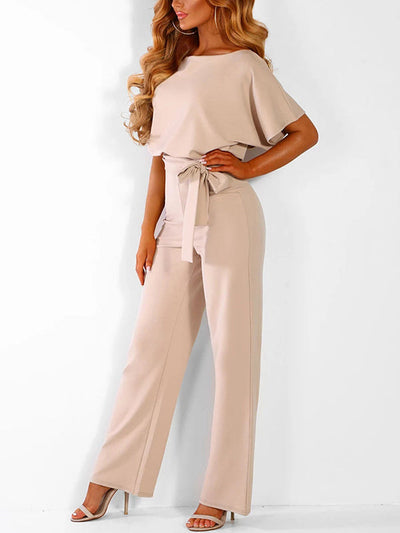 Chic Ruffled Belted Dress for Women