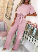 Chic Ruffled Belted Dress for Women