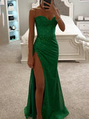 Chic Strapless Evening Dress with Side Slits