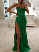Chic Strapless Evening Dress with Side Slits