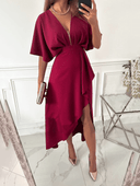 Chic Mid-Length Dress with Split V-Neck for Cocktail Events