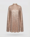 Mid-Length Sequin Cape Dress with Split Sleeves