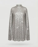 Mid-Length Sequin Cape Dress with Split Sleeves