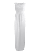 Bohemian Lace Maternity Dress with Belt - Sleeveless Round Neck Style for Expecting Mothers