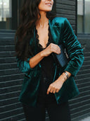 Chic Velvet Blazer with Lapel Collar for Women