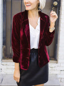 Chic Velvet Blazer with Lapel Collar for Women