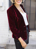 Chic Velvet Blazer with Lapel Collar for Women