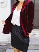 Chic Velvet Blazer with Lapel Collar for Women