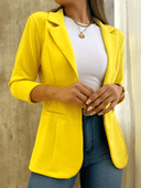 Chic Solid Color Blazer for Women - Notched Collar & Pockets