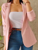 Chic Solid Color Blazer for Women - Notched Collar & Pockets