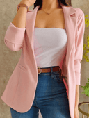 Chic Solid Color Blazer for Women - Notched Collar & Pockets