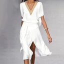 Chic Midi Dress for Women with V-Neck Design