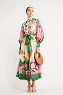 Long Vintage-Inspired Printed Dress