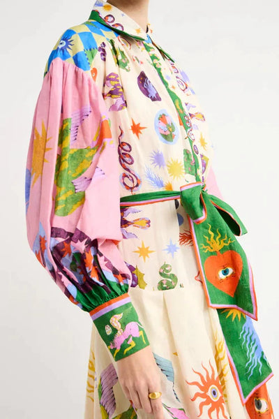 Long Vintage-Inspired Printed Dress
