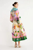 Long Vintage-Inspired Printed Dress